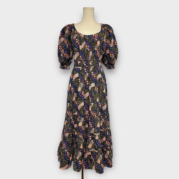 Ulla Johnson Juniper Floral Print Cotton Poplin Midi Dress in Army Green Size 6 - Picture 2 of 9